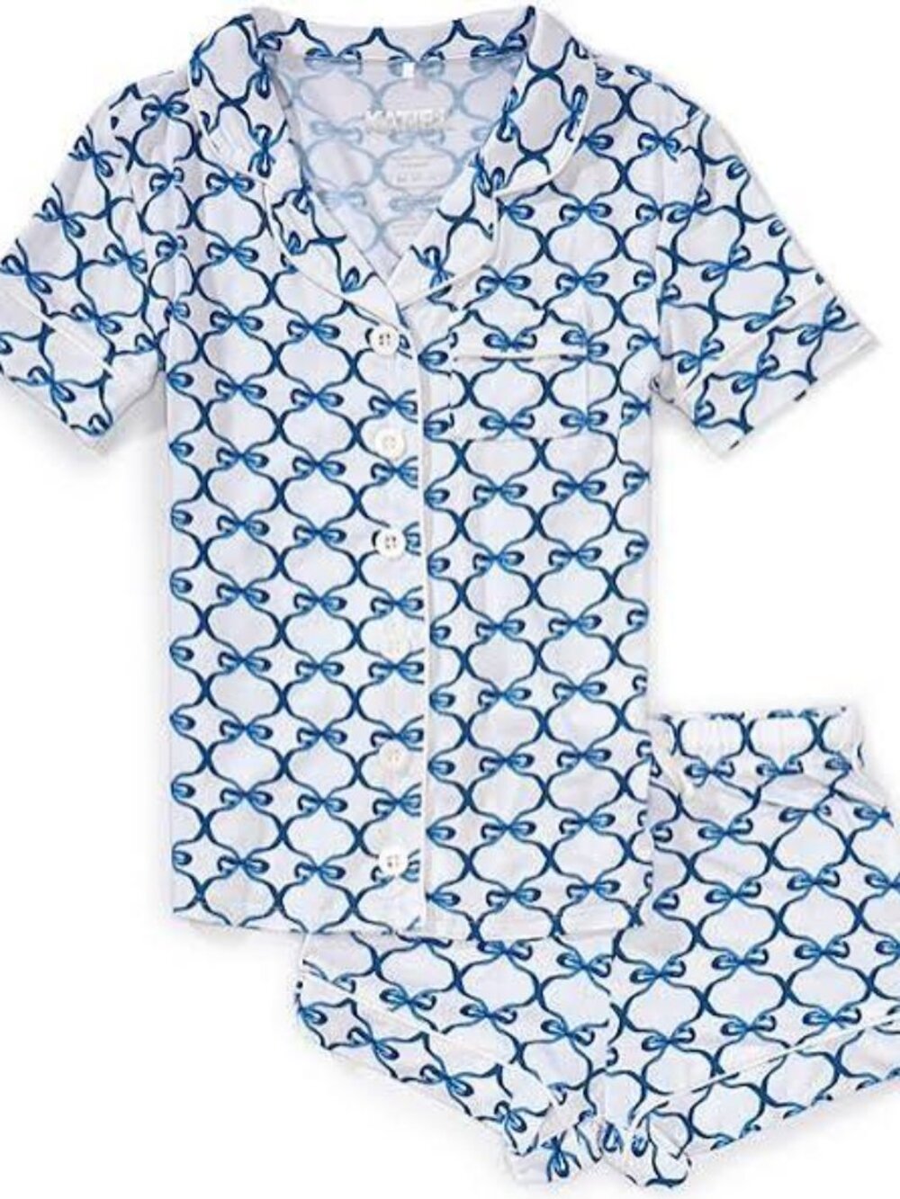 KatieJ NYC Lily Blue Bow Pajama Set Size XXS NWT